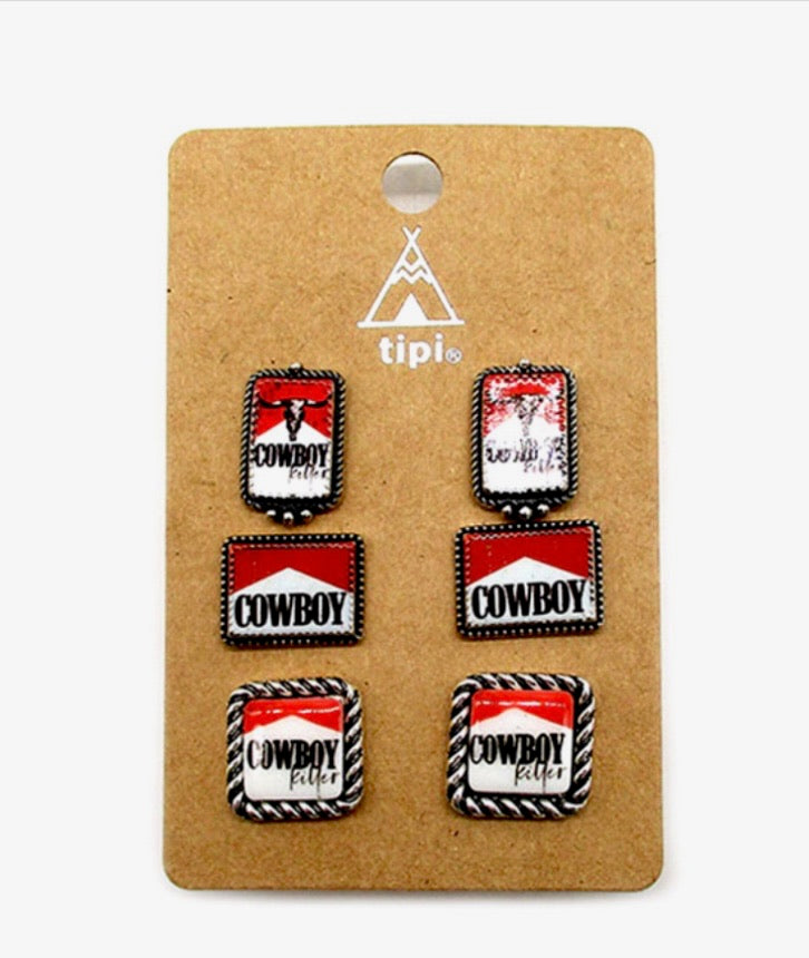 6pc. Cowboy Killer Stud Earrings