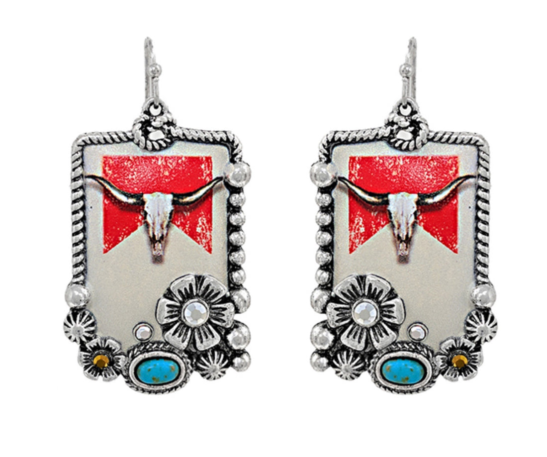 Marbrol Steer Flower Dangle Earrings