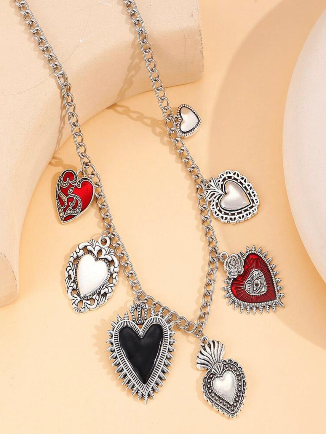 Gothic Heart Charm Pendant Necklace