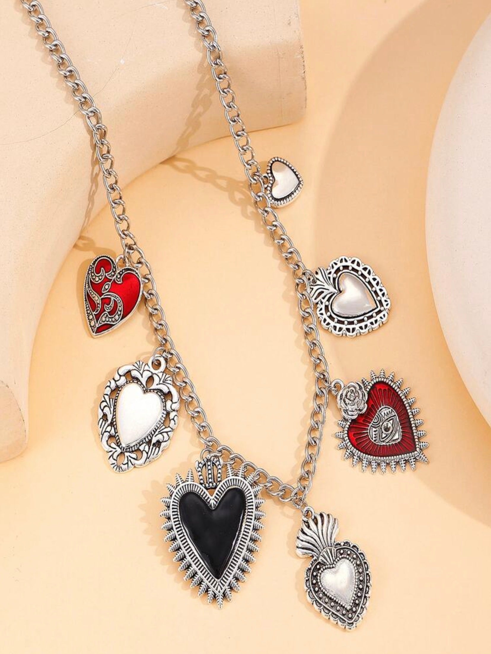 Gothic Heart Charm Pendant Necklace