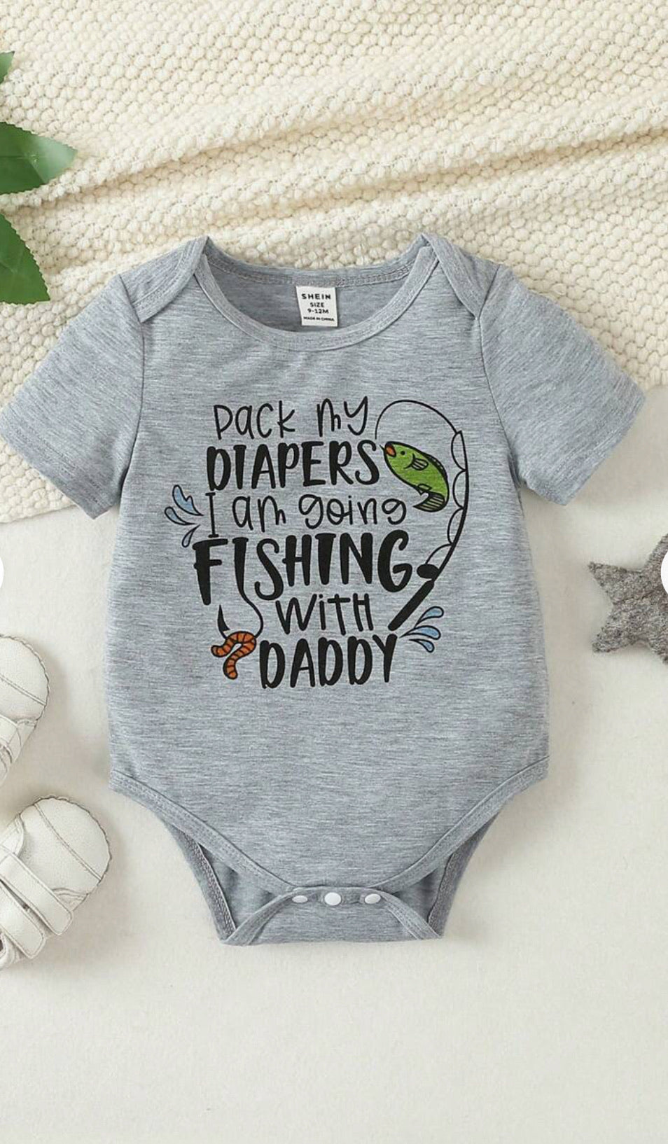 Pack My Diapers, Going Fishing Graphic Onesie