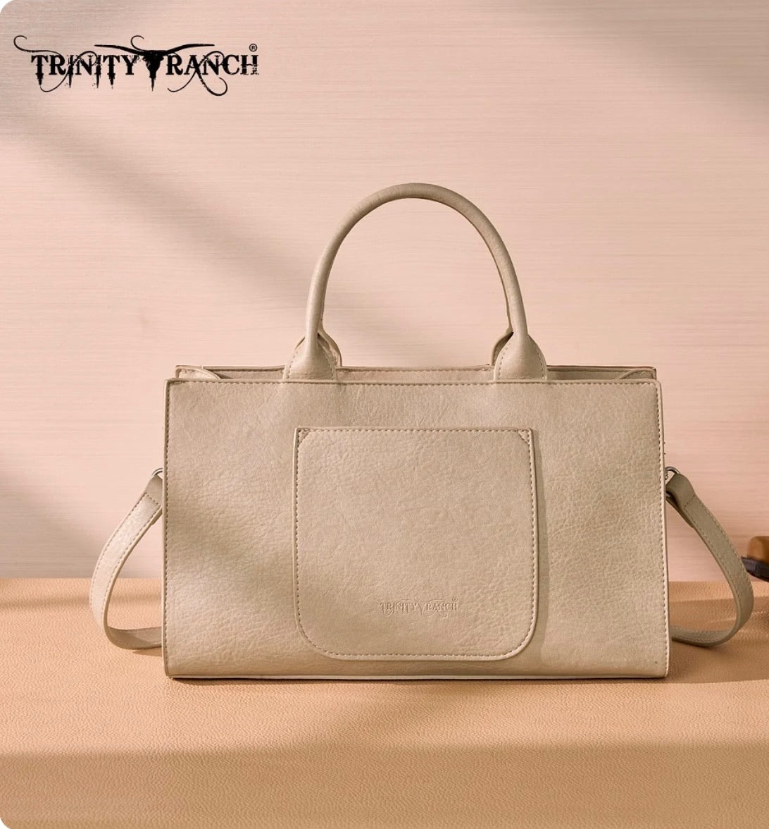 Trinity Ranch Floral Tooled Leather Western Satchel Purse