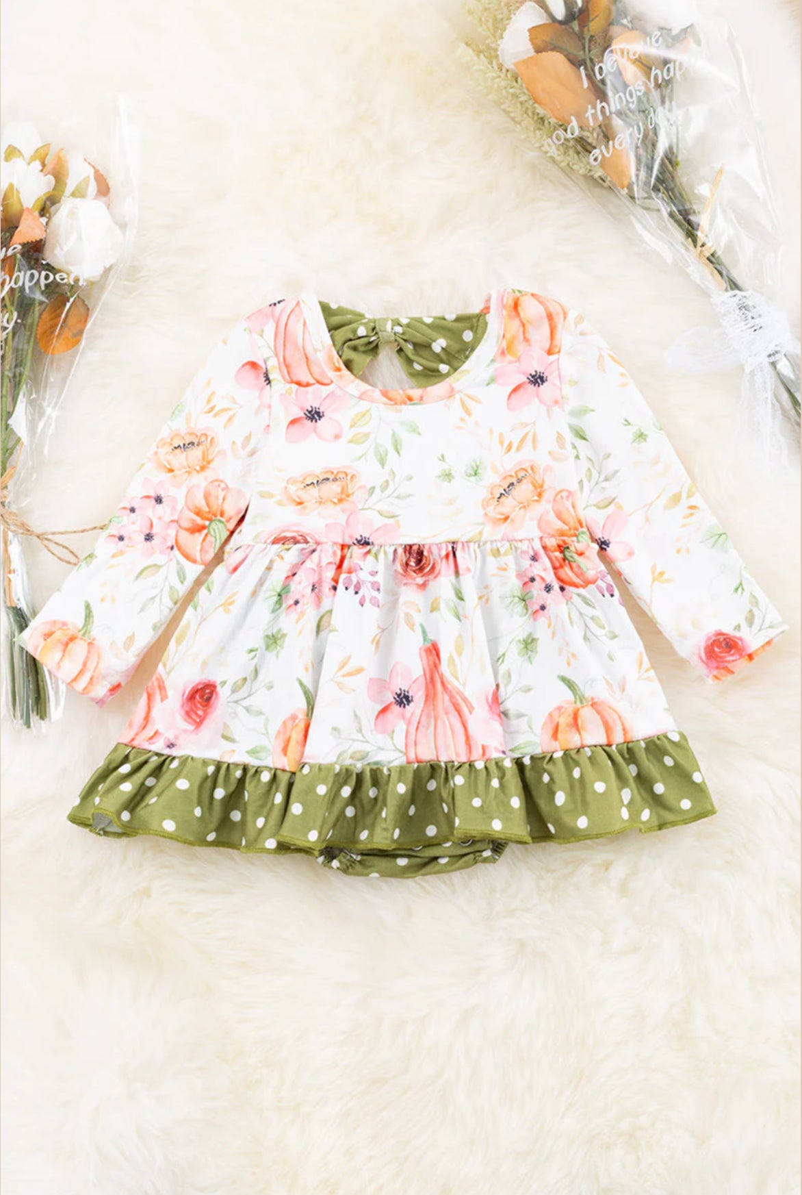 Floral & Pumpkin Printed Bloomer Dress