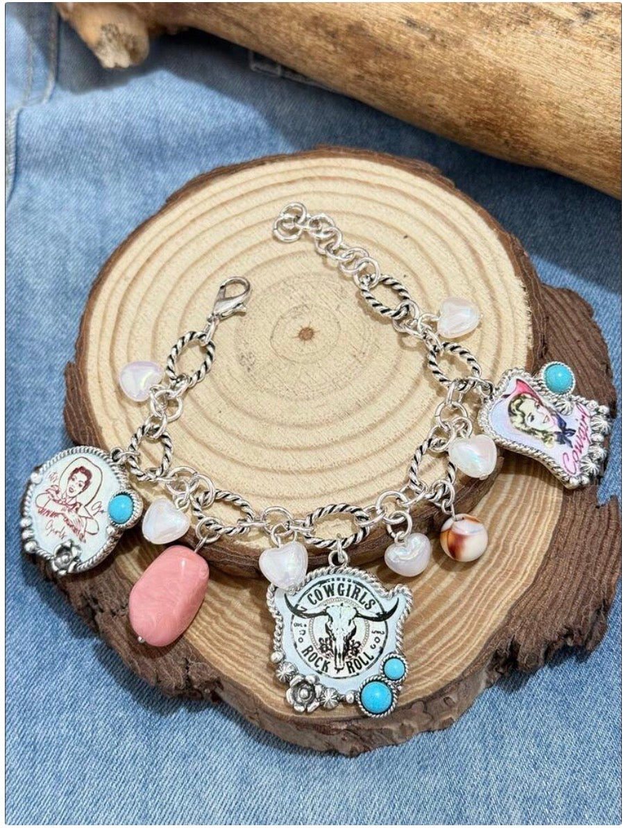 Cowgirl Country Fashion Charm Bracelet
