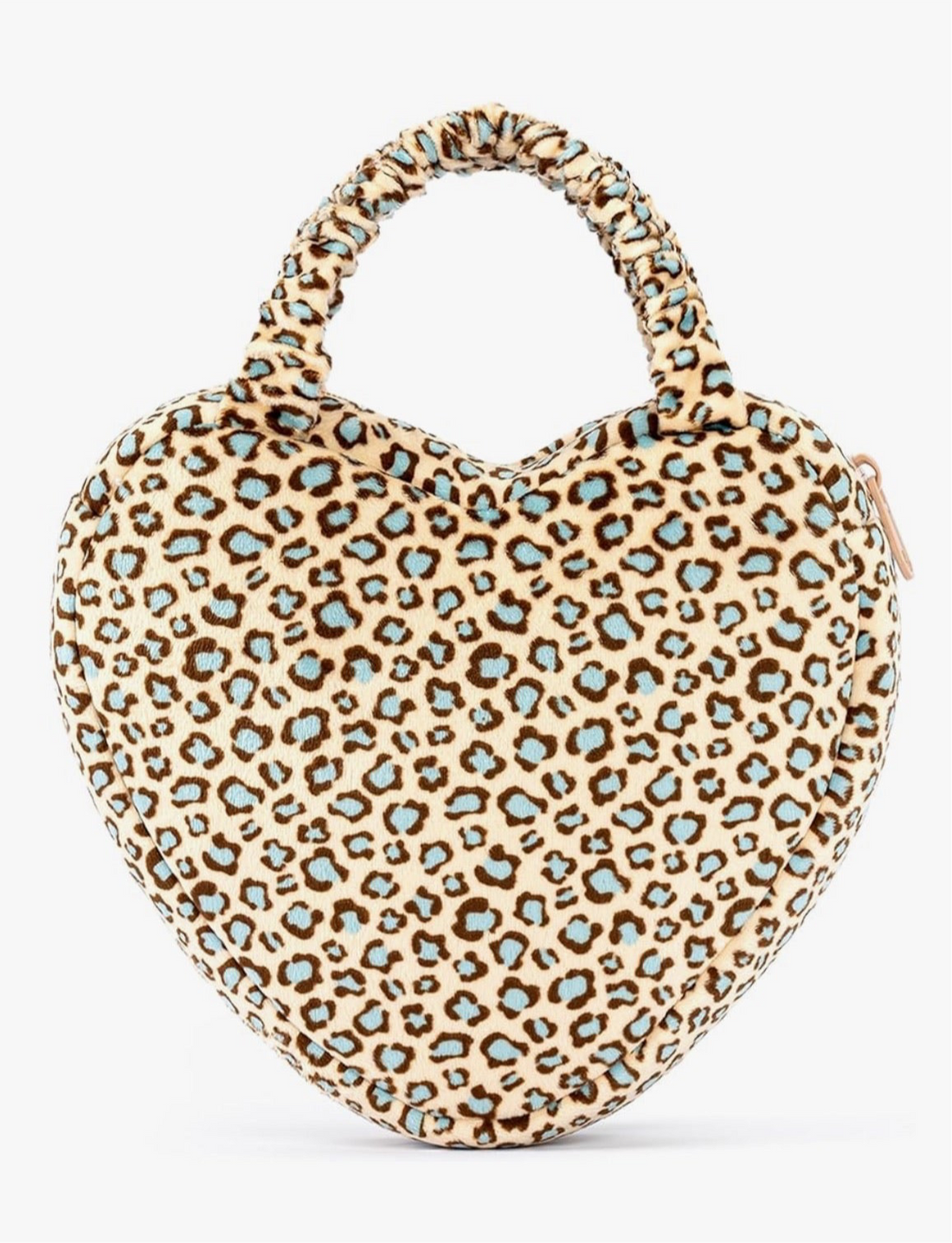 Plush Leopard Print Heart Shaped Handbag