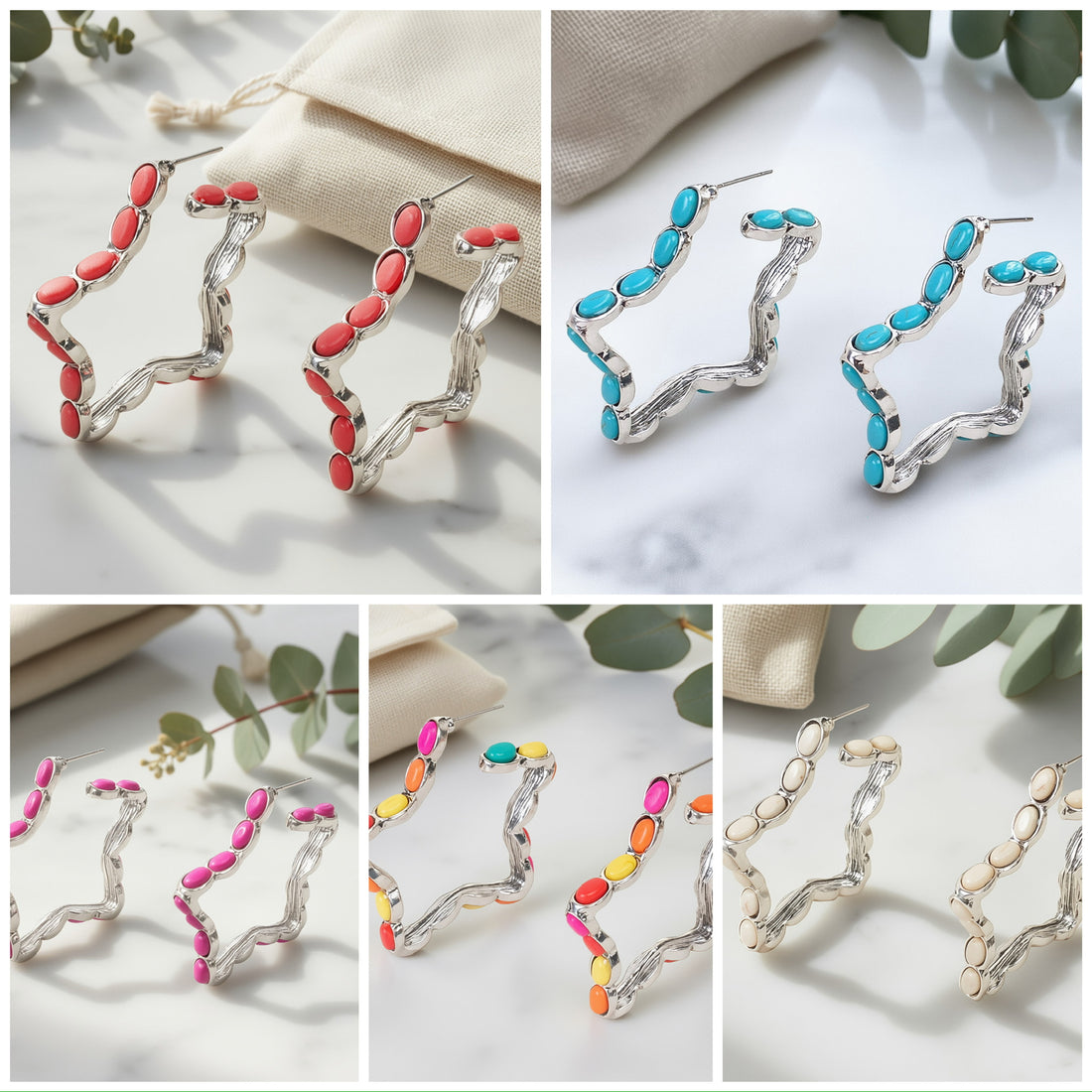 Squash Blossom Star Hoop Earrings