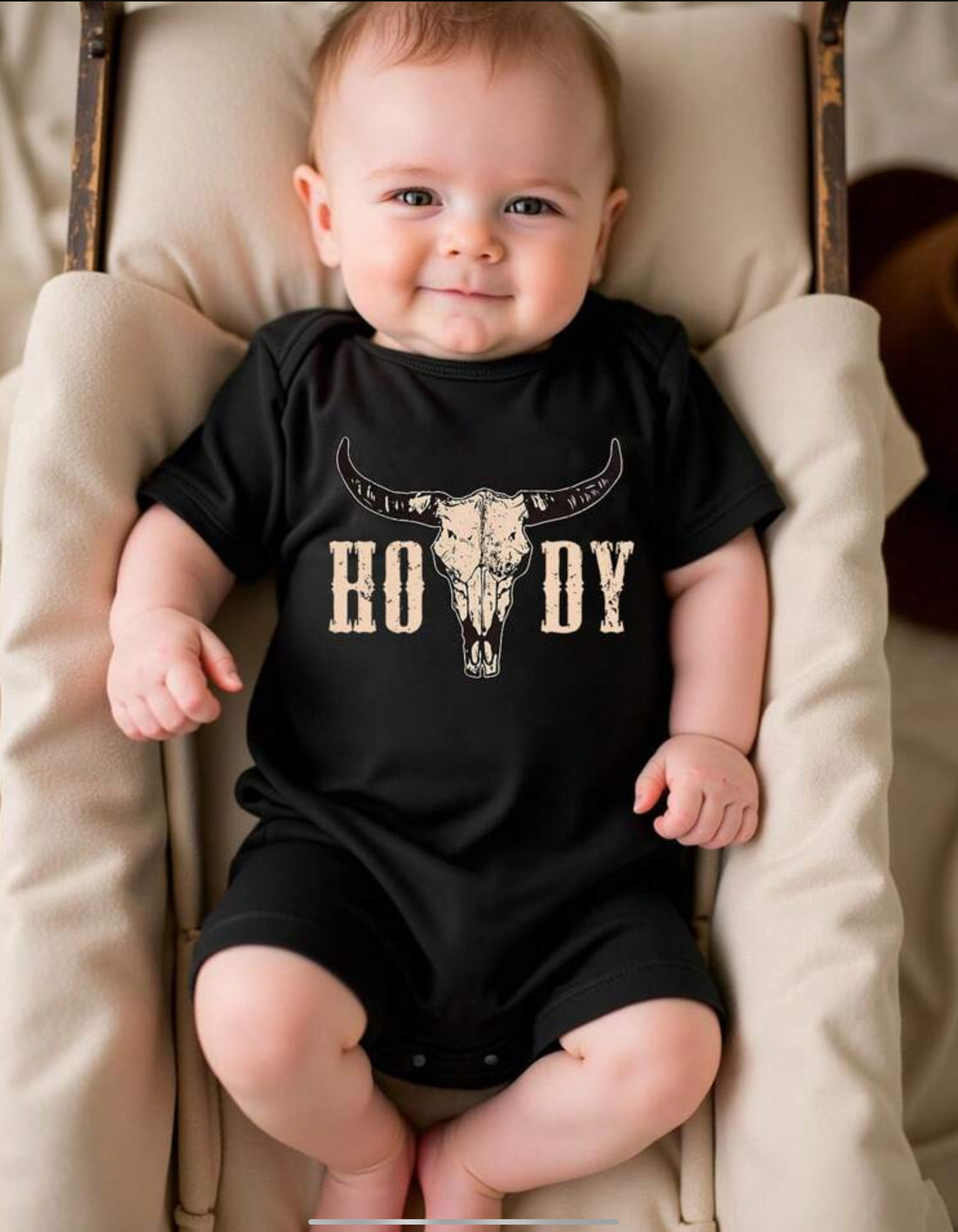 Baby Boy Howdy Steer Head Romper
