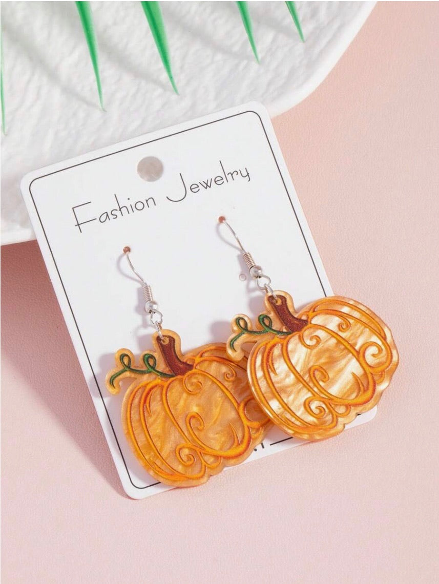 Pumpkin Resin Dangle Earrings