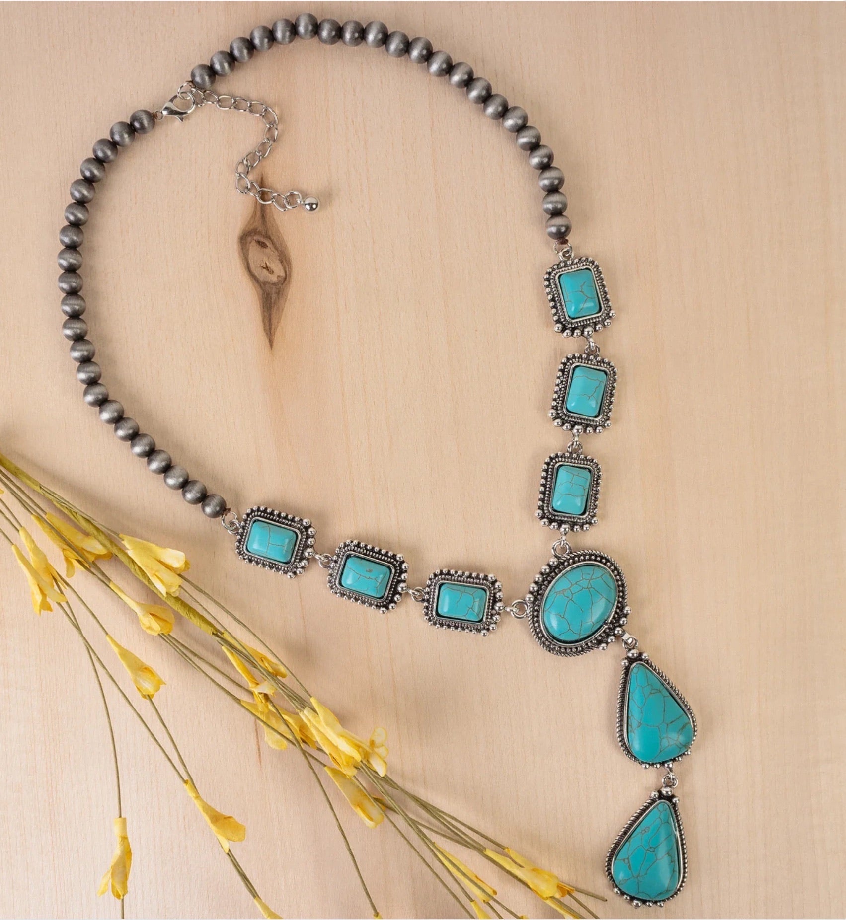 Turquoise Multi-shape Lariat Necklace