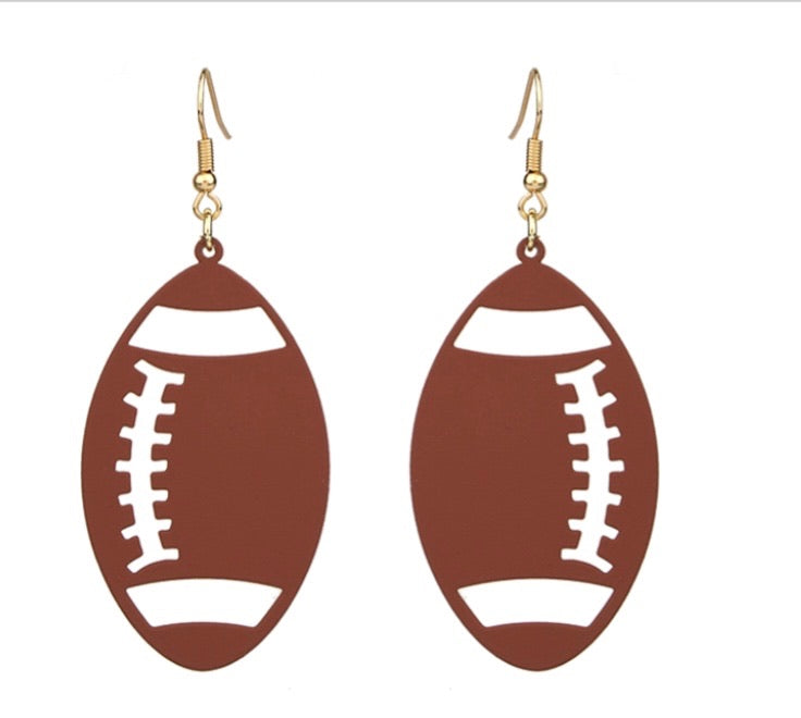 Thin Metal Dangle Football Earrings
