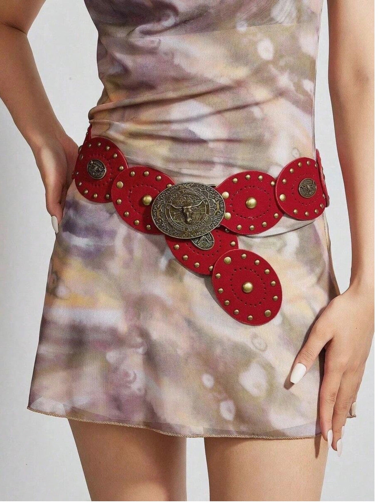 Patchwork Rivet Western Belt