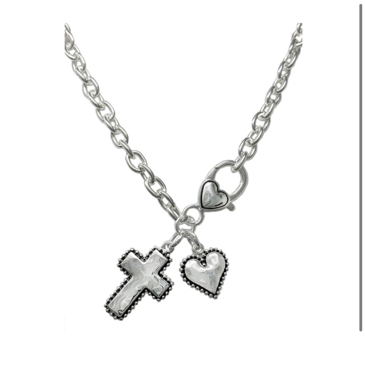 Faux Silver Charm Necklace