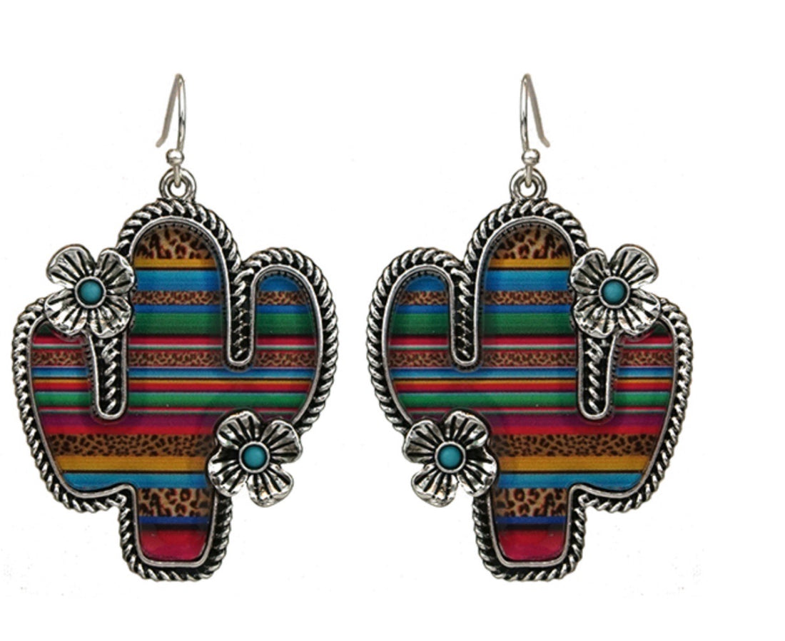 Multi-color Cactus Flower Dangle Earrings