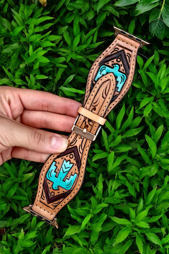 Tooled Leather Apple Watch Bands, 45mm