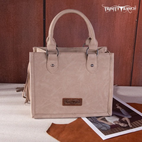 Trinity Ranch Hair On Cowhide Khaki Crossbody Tote