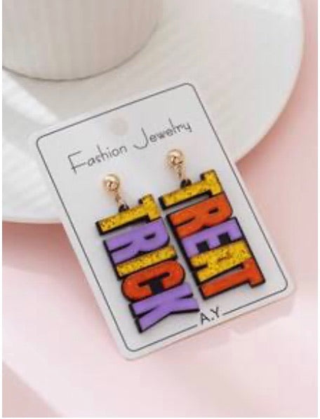 Colorful Trick Treat Acrylic Dangle Earrings