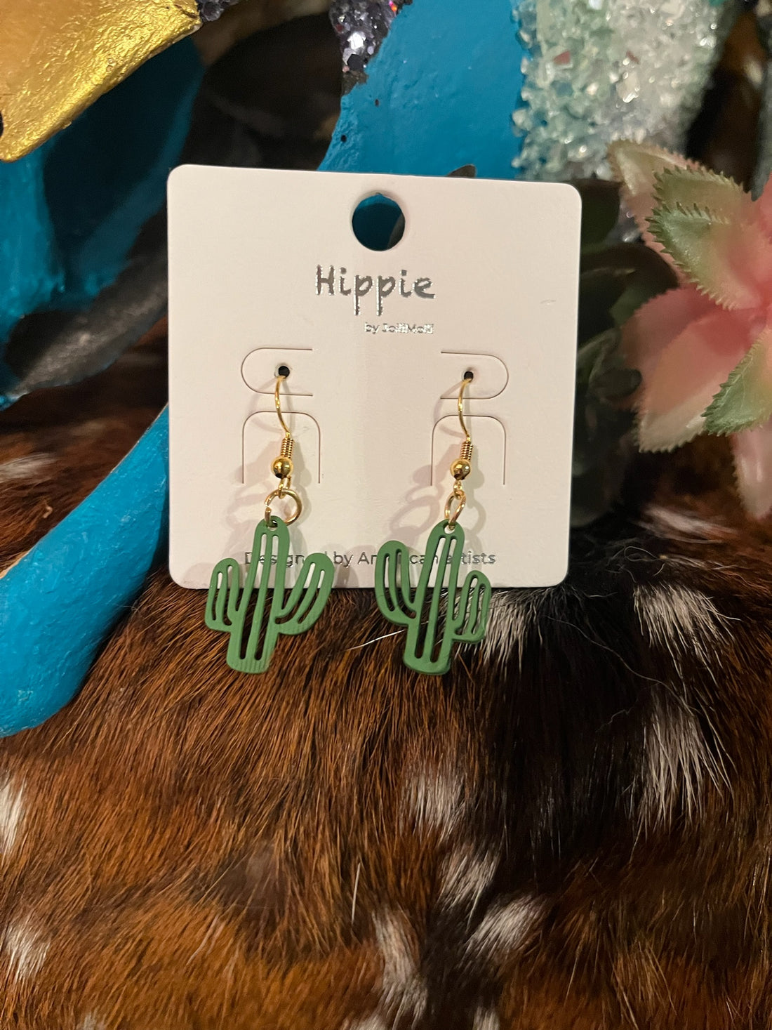 Western Cactus Dangle Earrings