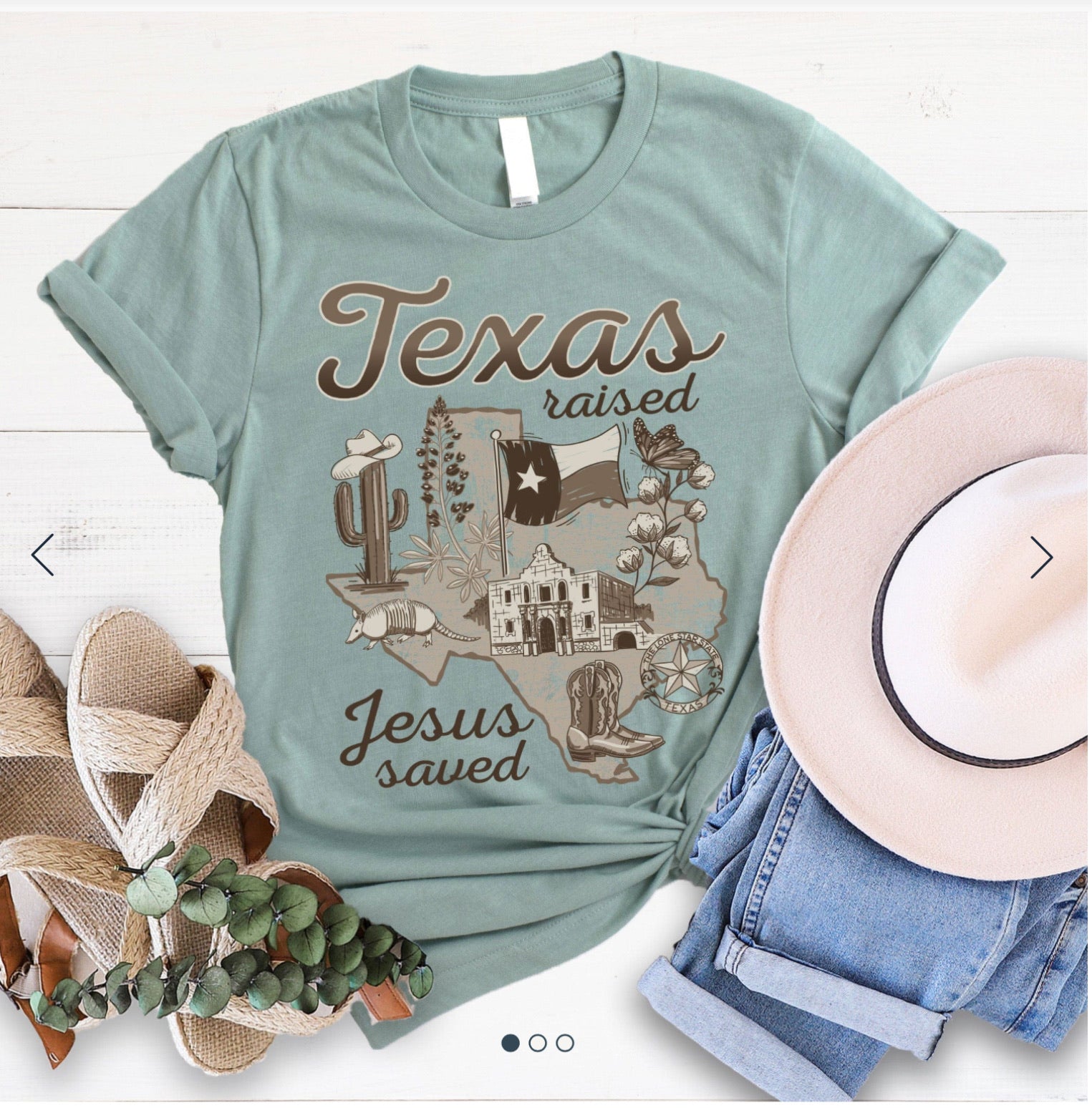 Texas Raised Jesus Saved Graphic Tee