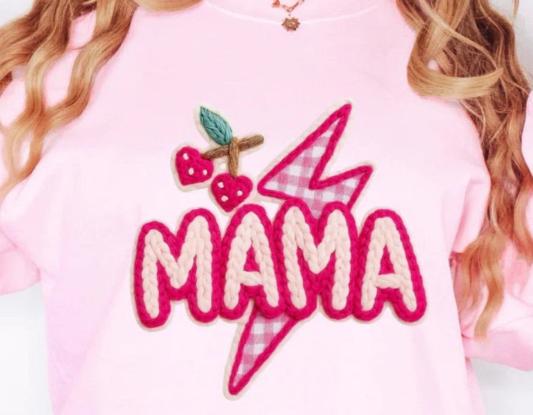 Mama Bolt Faux Knit Patch Tee