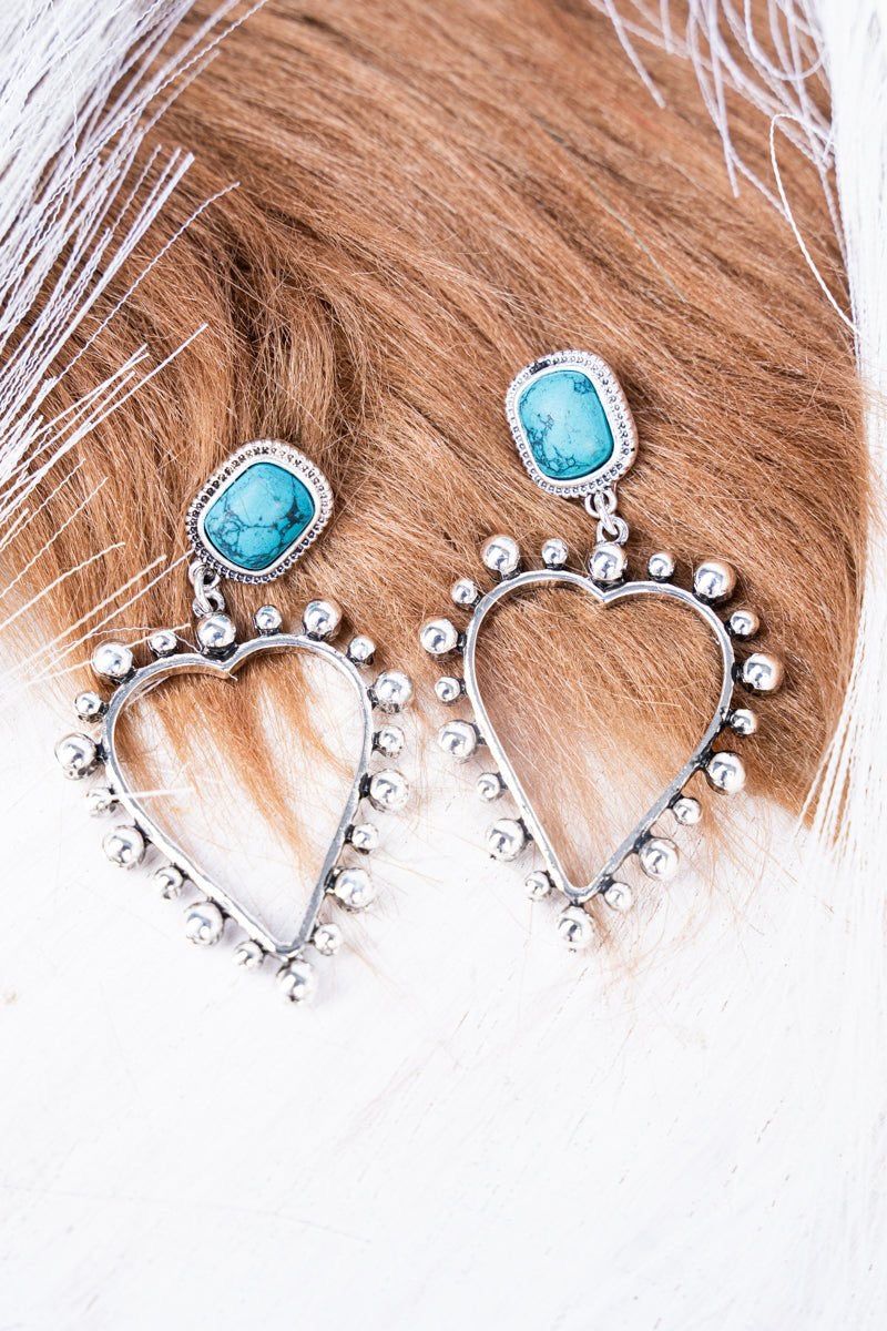 Crystal Avenue Hayden Turquoise Heart Dangle Earrings
