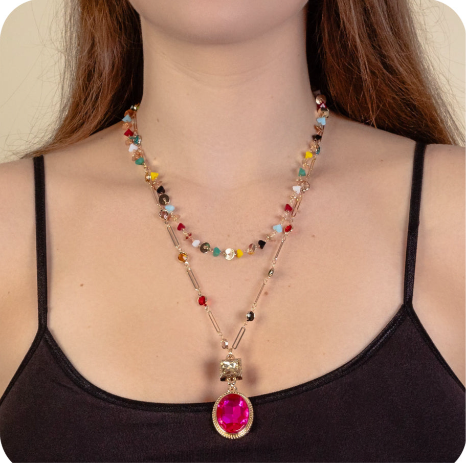 Beaded Layered Multicolored Necklace