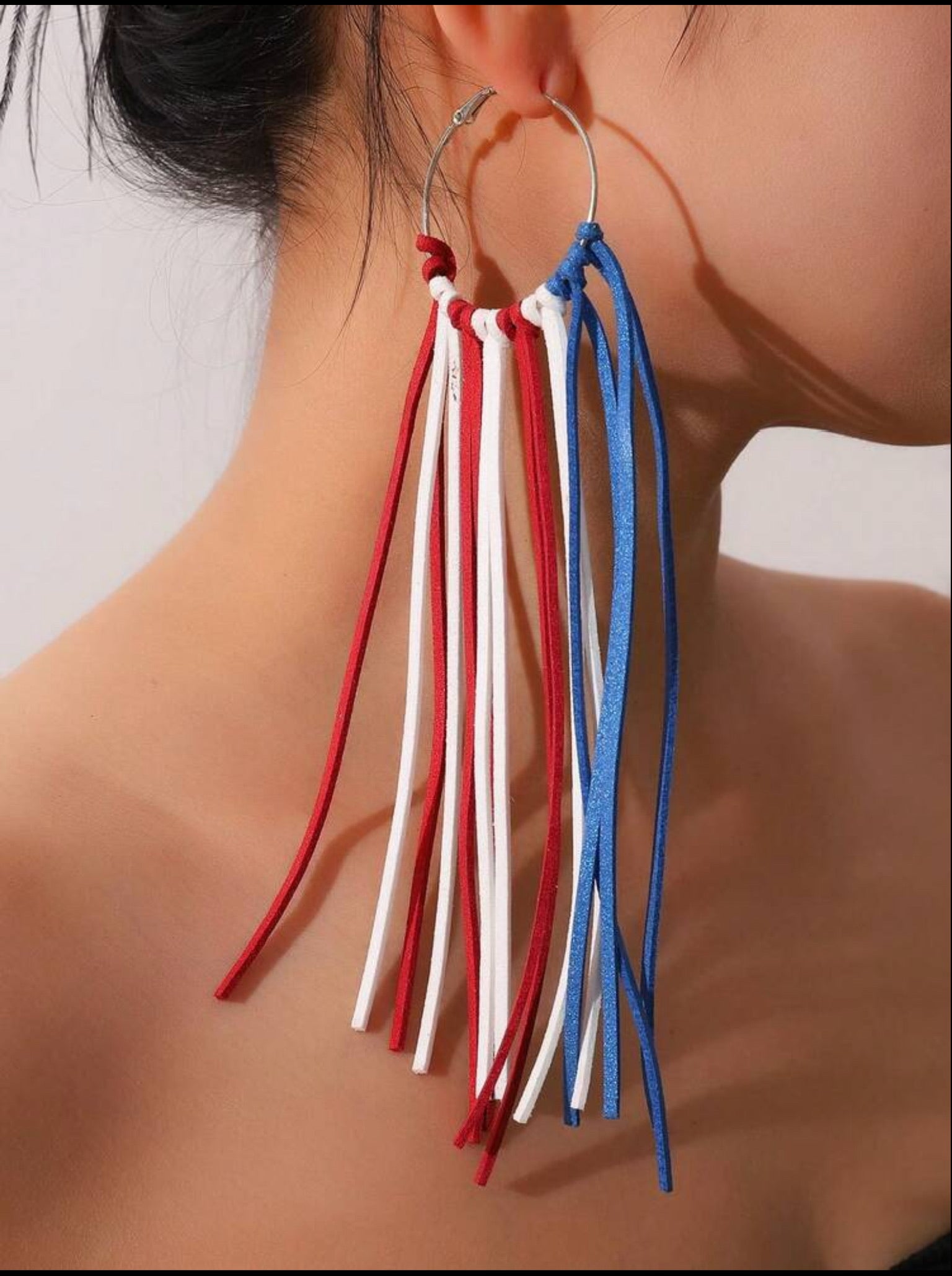 Red, White, and Blue Tassel Earrings