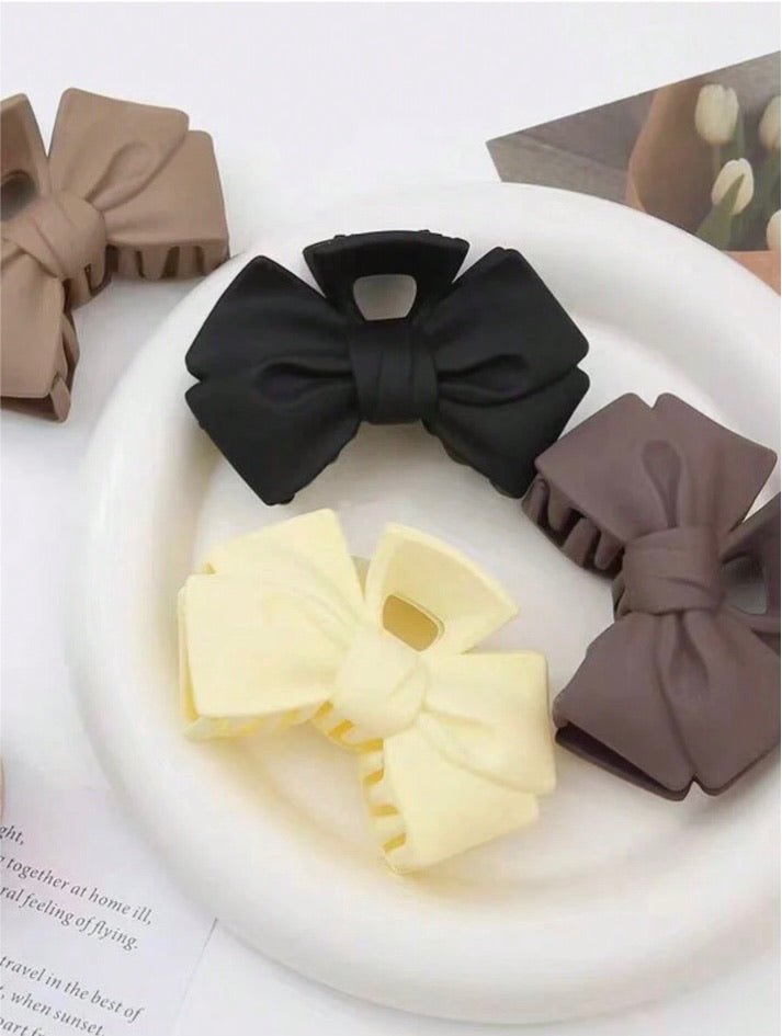 Solid Color Bow Style Hair Clip