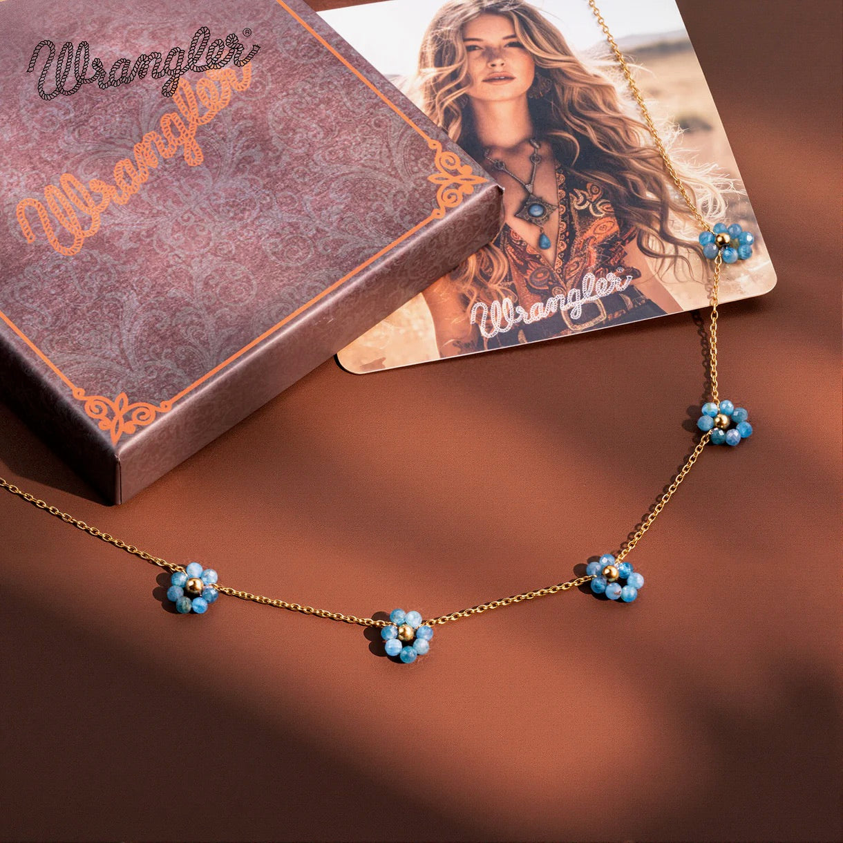 Wrangler 14K Gold Natural Stone Daisy Choker Necklace