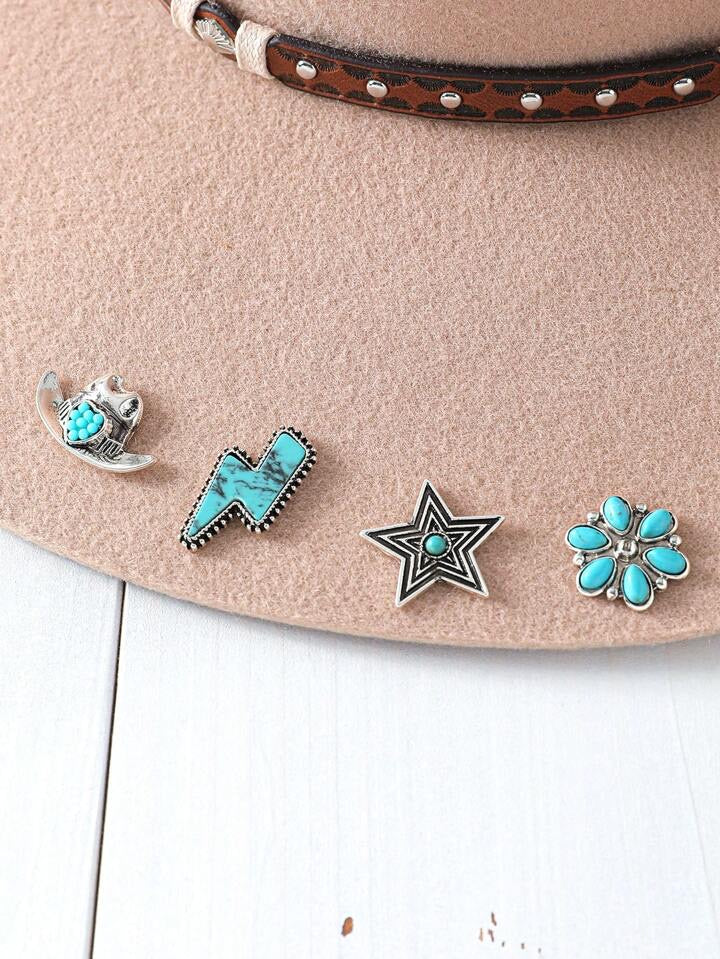 4 Piece Western Style Vintage Hat Pins