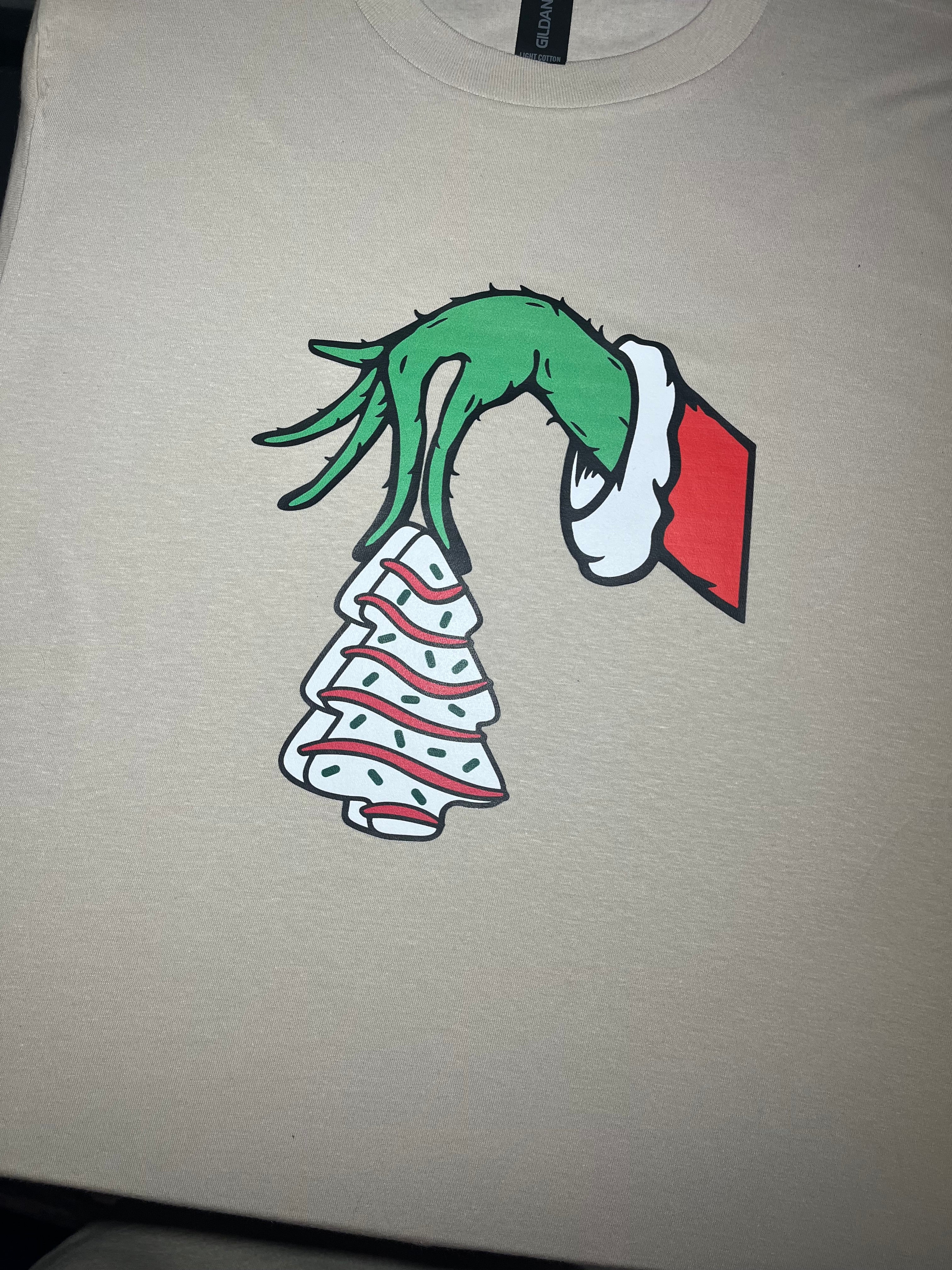 Grinch Stealing Christmas Tree Cake Graphic Tee