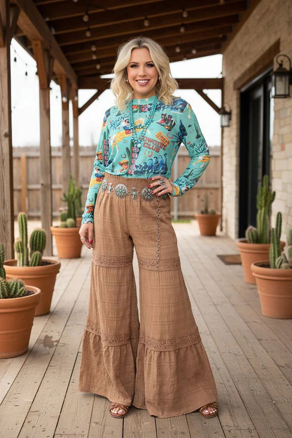 Cowgirl Club Turquoise Mesh Top