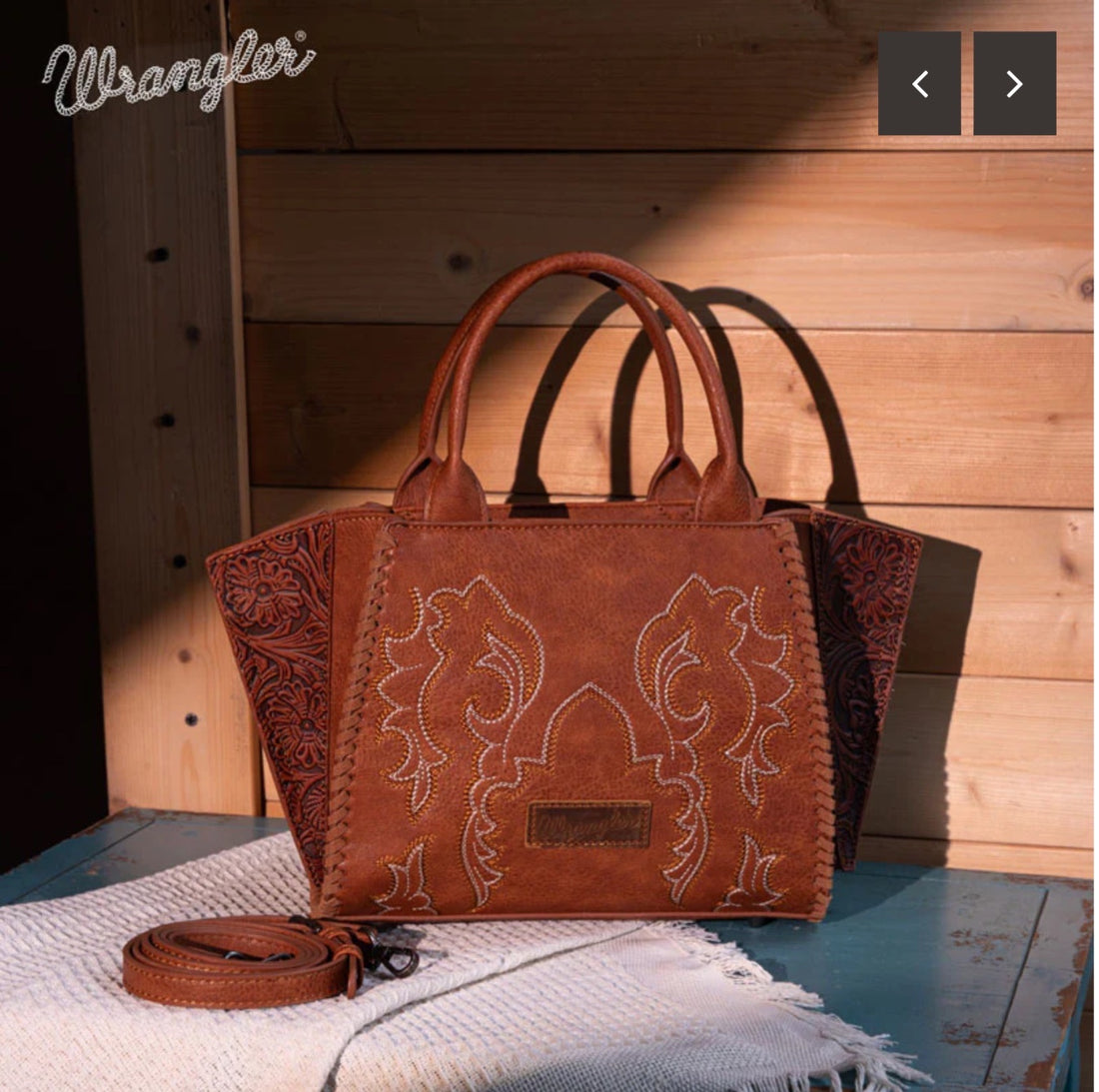 Wrangler Embroidered Trapezoid Conceal Carry Crossbody Tote