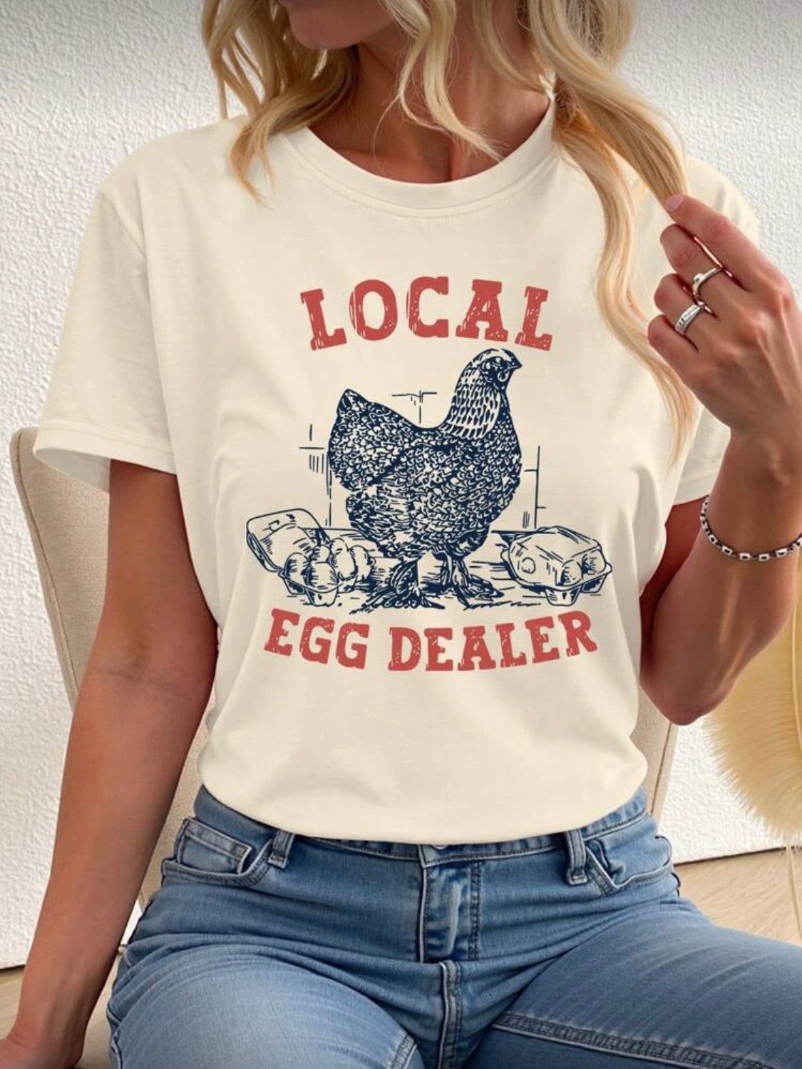 Women’s Summer Chicken English Print Graphic Tee