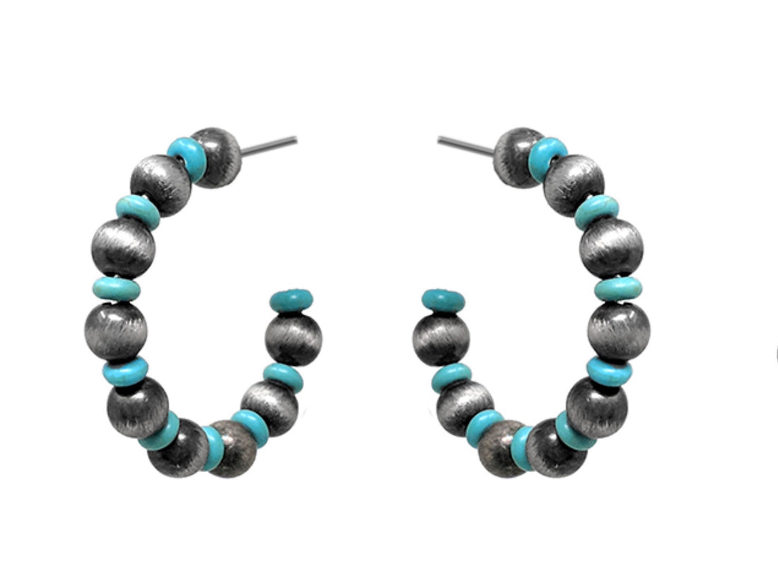 Navajo Bead Hoop Earrings
