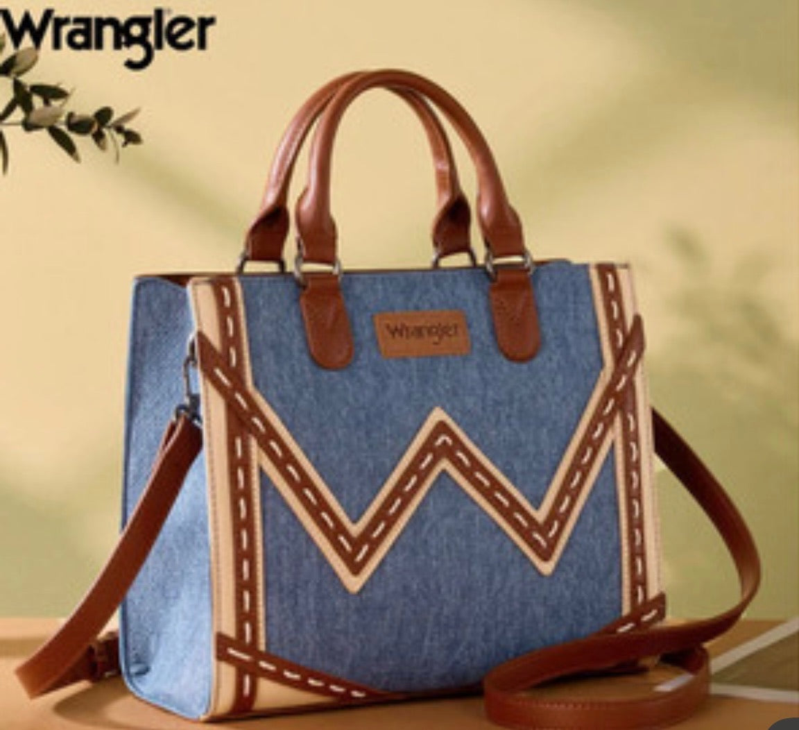Wrangler Western Contrast Stitch Chevron Tote Bag - Jean