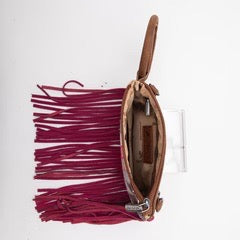 Montana West Pink Aztec Print Fringe Ring Handle Wristlet Clutch