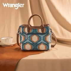 Wrangler Aztec Distressed Print Dual Sided Print Mini Crossbody Tote