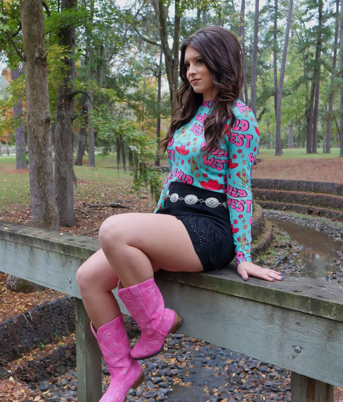 Wild West Long Sleeve Mesh Top