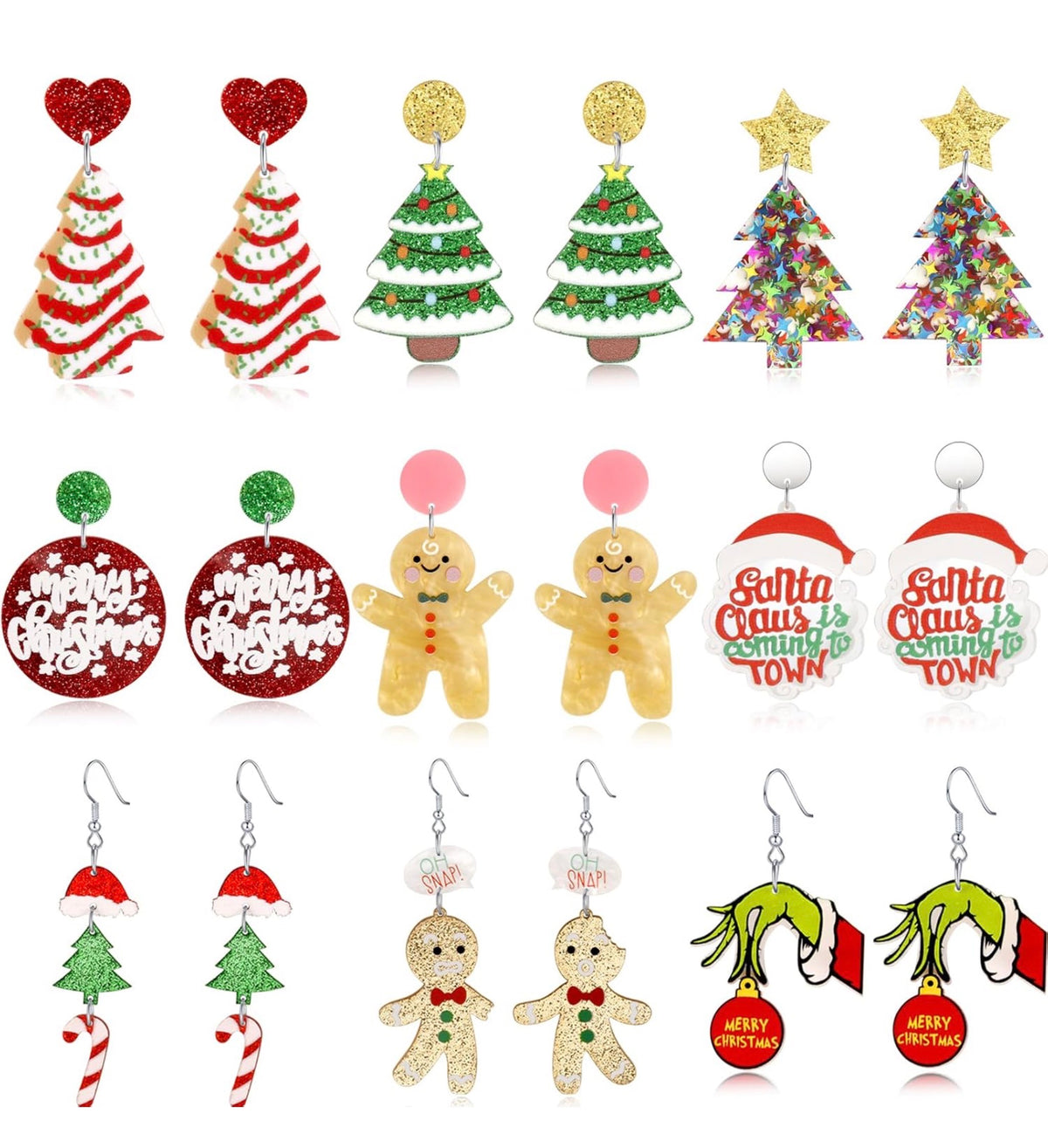 Acrylic Christmas Earrings