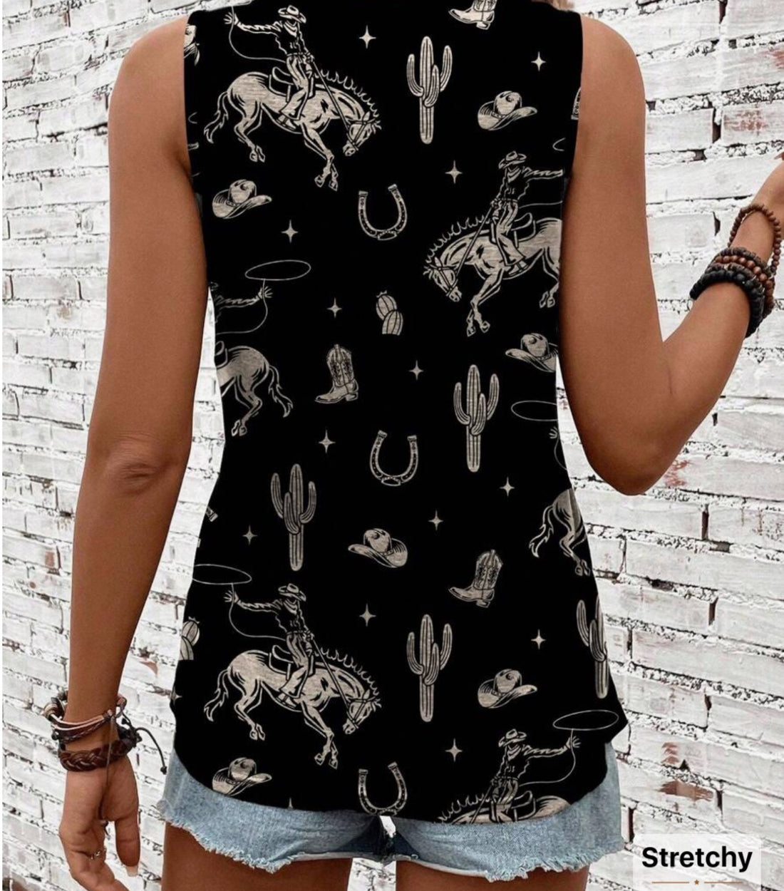 Emery Rose Western Horse Print Graphic Tank Top