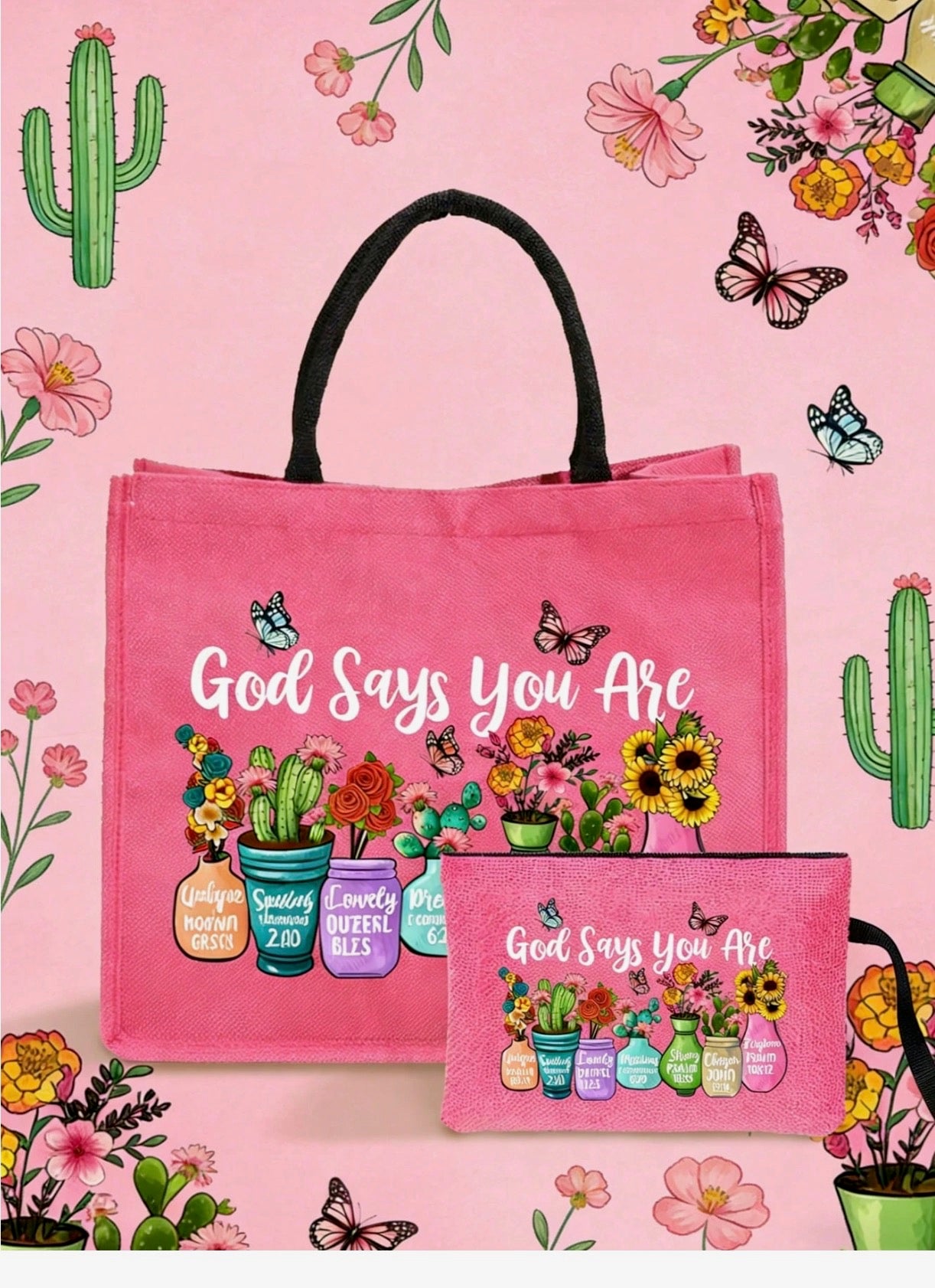 Versatile Graphic Canvas Tote Bags with Matching Smaller Pouch