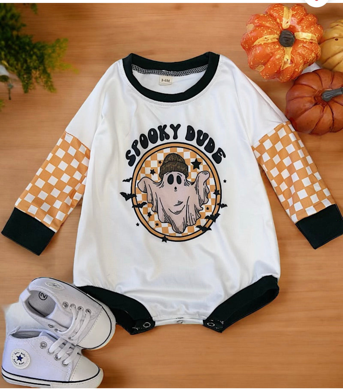 SPOOKY DUDE" GHOST PRINTED BABY ONESIE