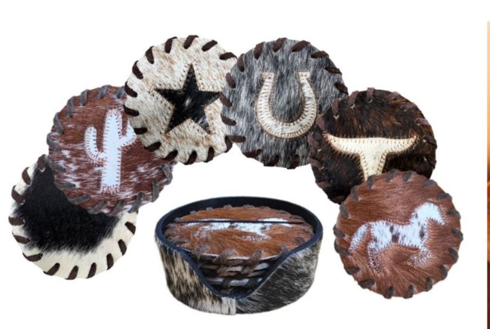 Genuine Leather Drink Coasters with Holder