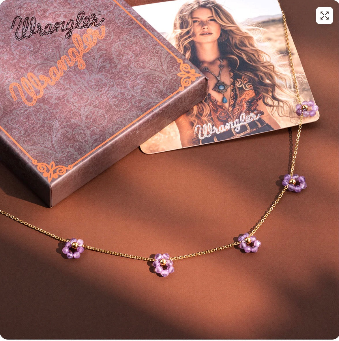 Wrangler 14K Gold Natural Stone Daisy Choker Necklace
