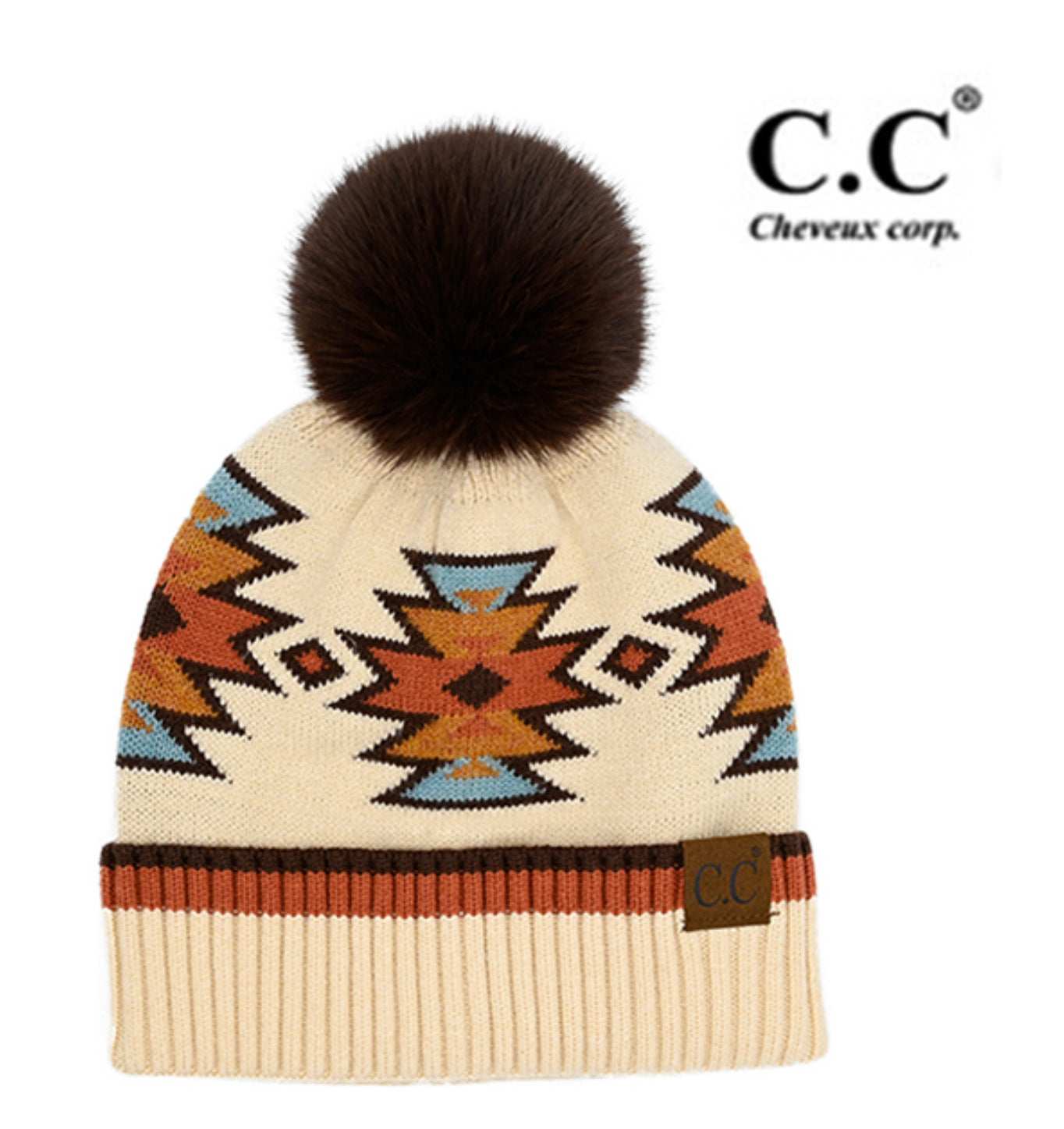 Adult C.C. Knit Beanies with Poms