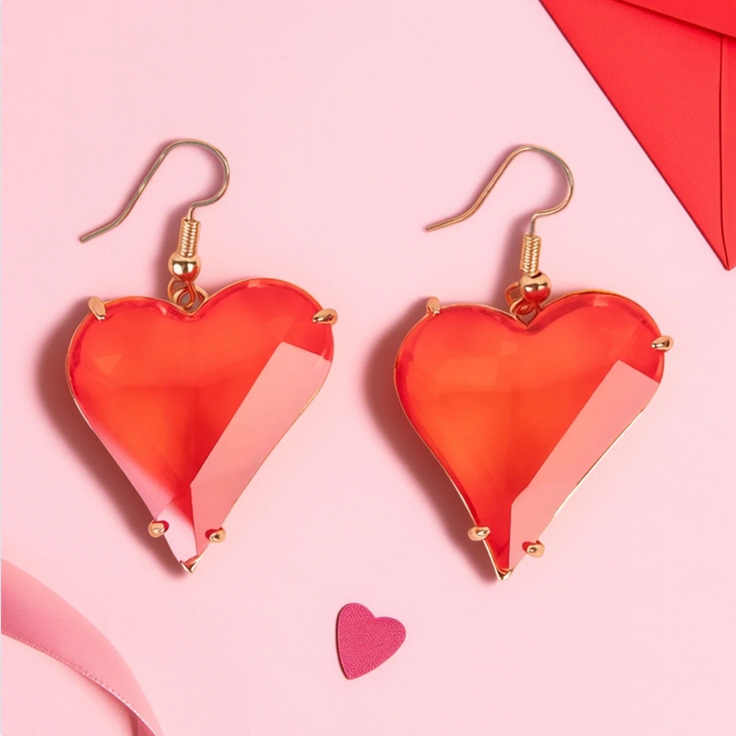 Crystal Heart Dangle Earrings