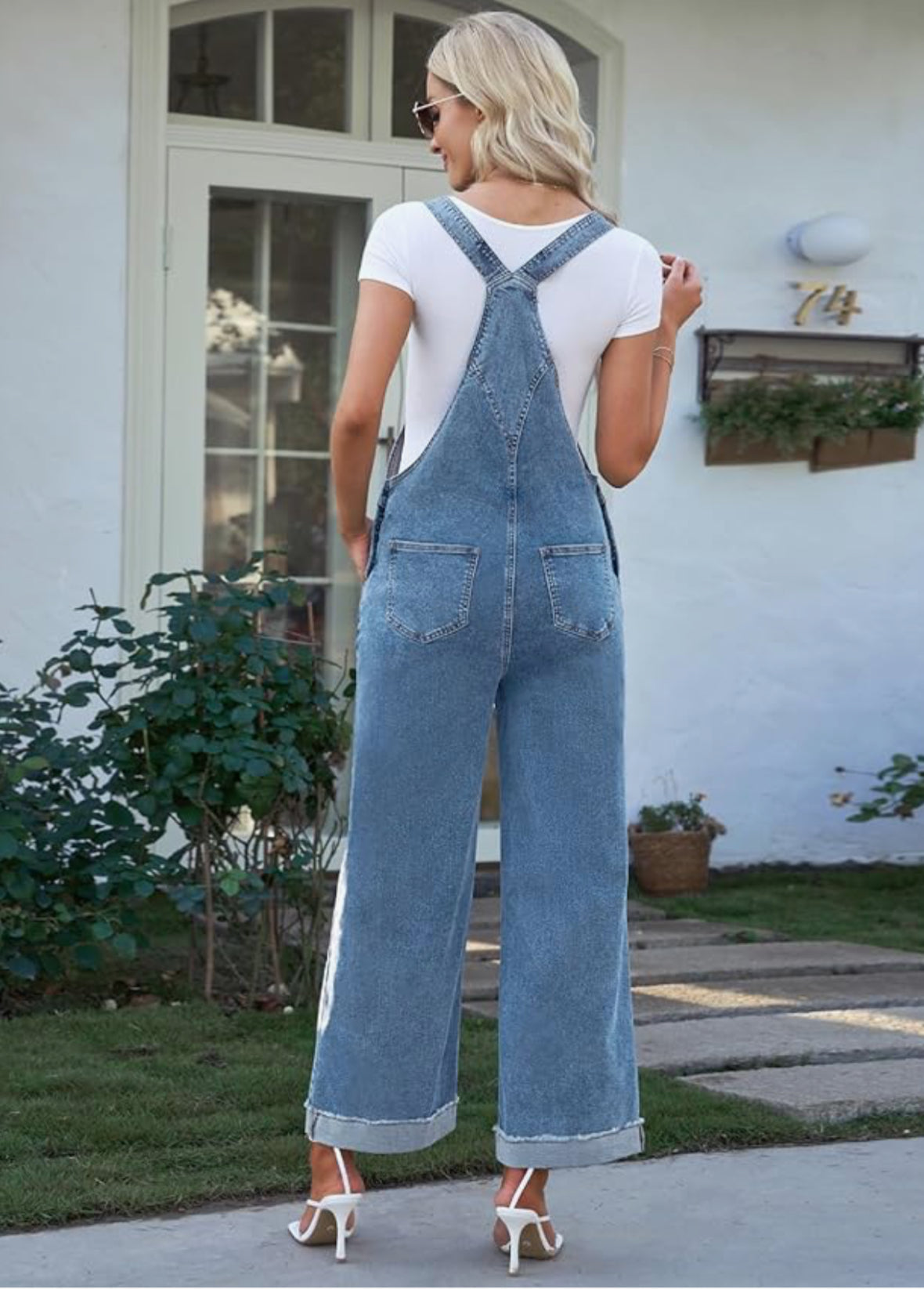 Loose Fit Denim Blue Overalls
