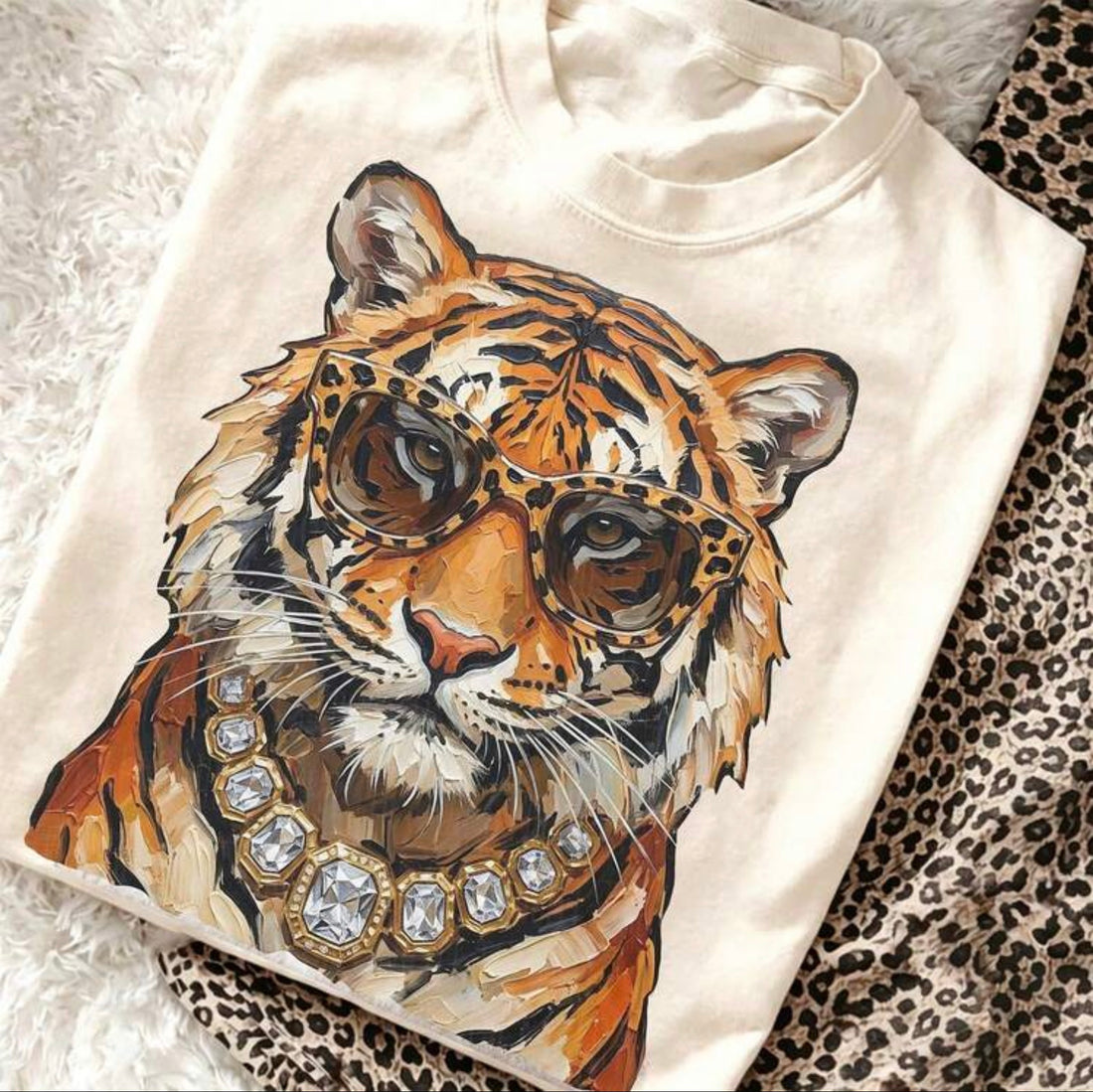 Retro Blinged Out Tiger with Sunshades Tee