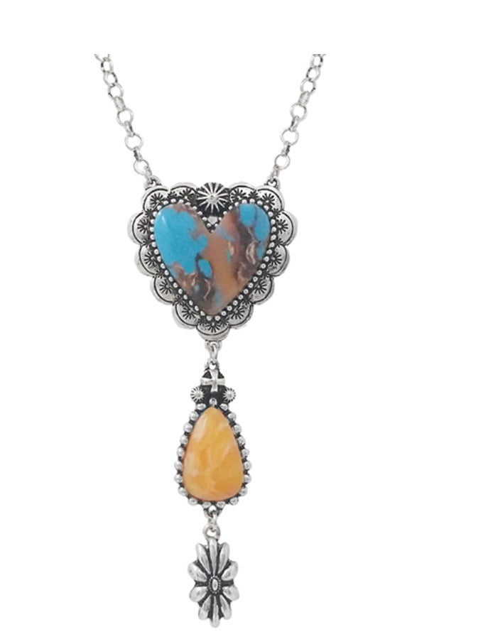 Peach Heart Pendant Dangle Necklace