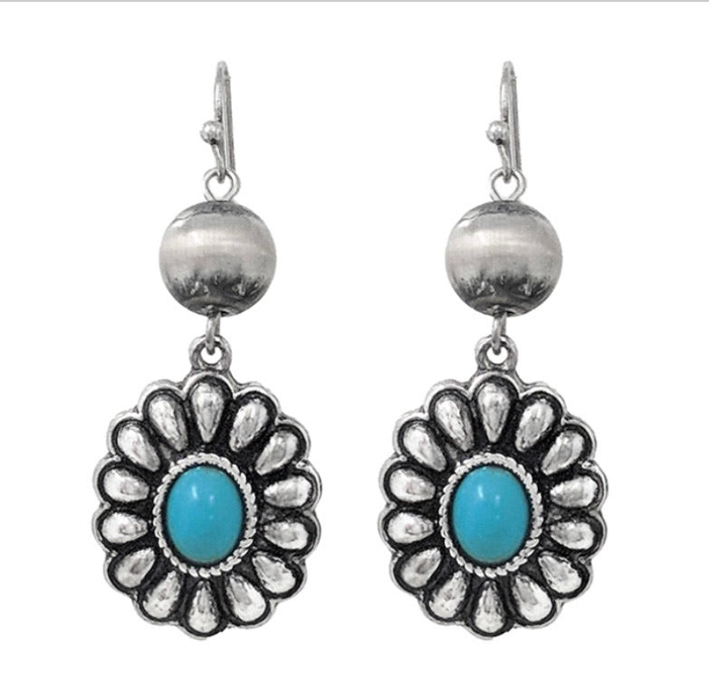 Turquoise Flower Dangle Earrings